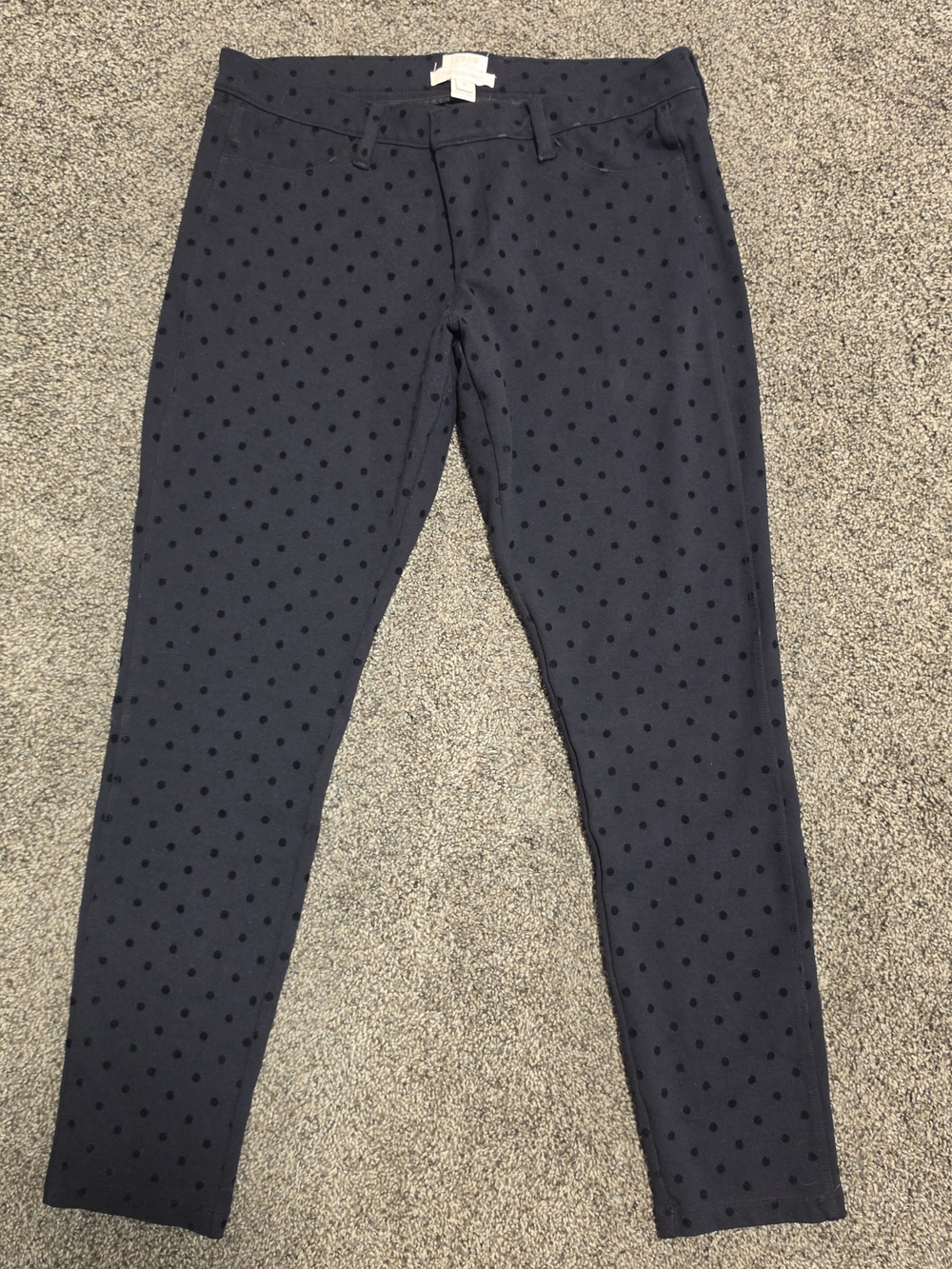 J. Crew Navy Pant with Black Polka Dots